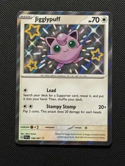 Pokemon Jigglypuff TCG Shiny Holo Rare Card Paldean Fates 198/091 - Image 1