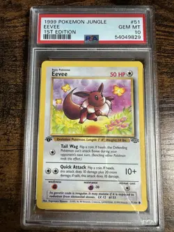 Wizards of the Coast 1999 Pokemon TCG Jungle Eevee 51/64 1st Ed PSA 10 - Image 1