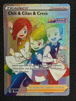 Chili & Cilan & Cress 273/264 Rainbow Rare Fusion Strike Pokemon Near Mint - Image 1