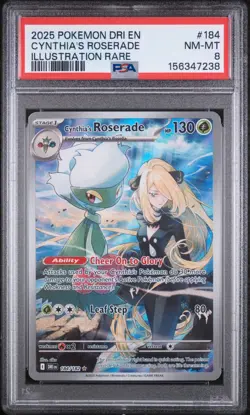 2025 POKEMON DRI EN-DESTINED RIVALS ILLUSTRATION RARE CYNTHIA'S ROSERADE PSA 8 - Image 1