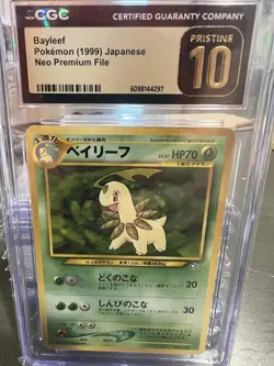 1999 BAYLEEF POKEMON NEO PREMIUM FILE #153 CGC PRISTINE 10 - Image 1