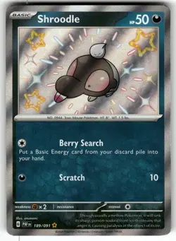 Shroodle 189/091 Shiny Rare Paldean Fates Pokemon Near Mint - Image 1