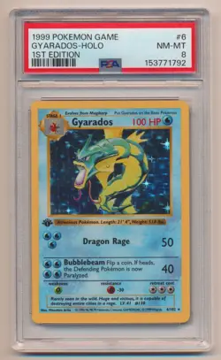 PSA 8 Pokemon Base Set 1st Edition Holo Rare Gyarados 6/102 NM/MINT Condition! - Image 1