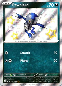 Pawniard 185/091 Shiny Rare Paldean Fates Pokemon Holo Near Mint - Image 1