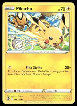 Pikachu 049/195 Common Silver Tempest Pokemon Near Mint - Image 1