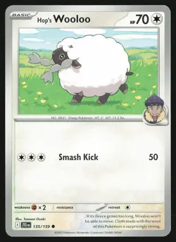 SV09: Journey Together Hop's Wooloo #135/159 Common Pokemon Card - Image 1