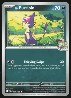 SV09: Journey Together N's Purrloin #096/159 Common Pokemon Card - Image 1
