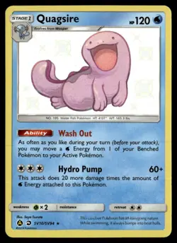 2019 Sun & Moon - Dragon Majesty Quagsire #SV10 Holo Pokemon 62R1 - Image 1