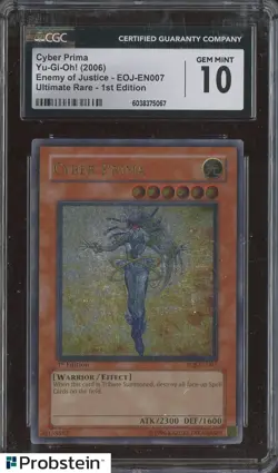 2006 Yu-Gi-Oh! Enemy of Justice 1st Edition EOJ EN007 Cyber Prima CGC 10 - Image 1