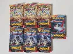 Pokemon TCG 7x Surging Sparks Booster Packs Sealed SV08 Lot - Image 1