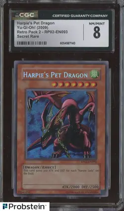 2009 Yu-Gi-Oh! Retro Pack 2 #EN093 Harpie's Dragon Secret Rare CGC 8 NM-MT - Image 1