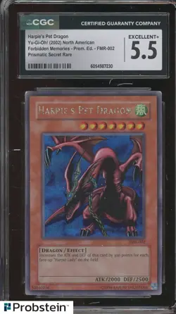 2002 Yu-Gi-Oh! Forbidden Memoeries Harpie's Pet Dragon 002 Prismatic CGC 5.5 - Image 1