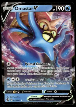 Pokemon TCG Silver Tempest #035/195 Omastar V NM - Image 1
