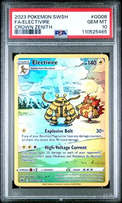 2023 POKEMON SWORD & SHIELD CROWN ZENITH #GG08 FULL ART/ELECTIVIRE PSA 10 - Image 1
