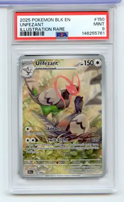 Unfezant 150/086 Illustration Rare Black Bolt Pokemon TCG PSA 9 - Image 1
