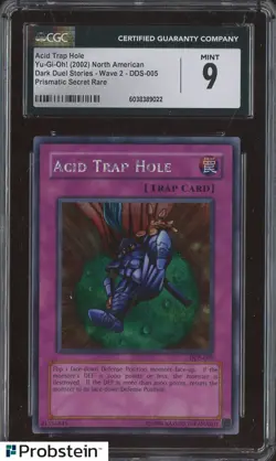 2002 Yu-Gi-Oh! Acid Trap Hole Dark Duel Stories Prismatic Secret CGC 9 MINT - Image 1