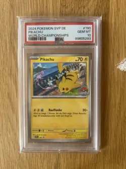Pokemon TCG Pikachu World Championships Promo Holo 190 Deutsch 2024 PSA 10 - Image 1