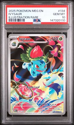 2025 Pokemon MEG EN Illustration Rare #134 Ivysaur PSA 10 GEM MINT - Image 1