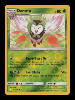 REVERSE HOLO DARTRIX UNCOMMON 10/149 LP POKEMON - Image 1