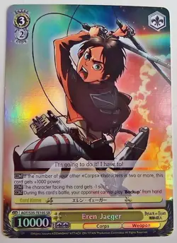 Attack On Titan Weiss Schwarz Trading Card Holo Foil Eren AOT/S35-TE10S SR - Image 3
