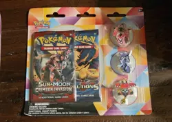 Pokemon XY Evolutions Crimson Invasion Tapu Pin Blister Two Booster Packs - Image 1