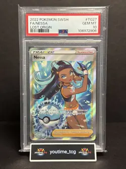 2022 Pokemon Sword & Shield Lost Origin Fa Nessa #TG27 PSA 10 - Image 1