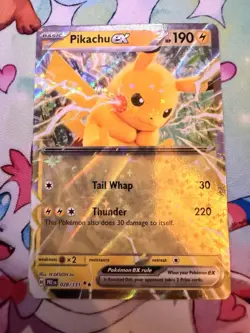 Pokemon TCG Pikachu ex 028/131 Prismatic Evolutions Double Rare Holo 190HP - Image 1