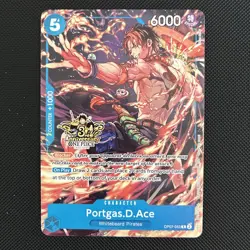 One Piece TCG - Portgas.D.Ace OP07-053 3rd Anniversary Stamped Promo - Image 1