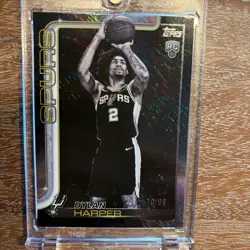 2025-26 Topps Dylan Harper RC /99 Black Shimmer SP #202 Rookie Spurs - Image 1