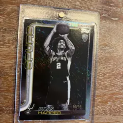 2025-26 Topps Dylan Harper RC /99 Black Shimmer SP #202 Rookie Spurs - Image 2