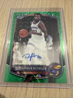 2025-26 Bowman Basketball #PA-DE Darryn Peterson Green Prospect Auto /99 Kansas - Image 1