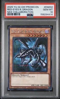 2025 YU-GI-OH! NIKE COLLABORATION PROMO #EN002 RED-EYES BLACK DRAGON PSA 10 - Image 1