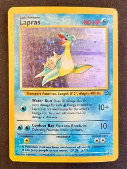 Lapras 10/62 1999 Fossil Set Pokemon Card TCG Vintage WOTC Holo Rare - Lp - Image 1