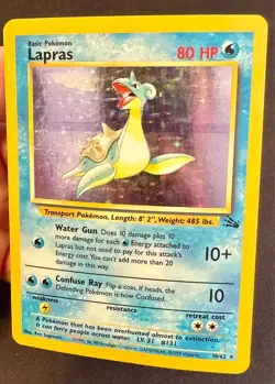 Lapras 10/62 1999 Fossil Set Pokemon Card TCG Vintage WOTC Holo Rare - Lp - Image 2