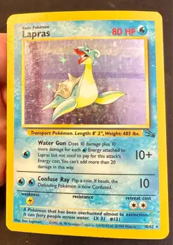 Lapras 10/62 1999 Fossil Set Pokemon Card TCG Vintage WOTC Holo Rare - Lp - Image 3