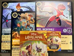 Lorcana TCG - retail kit Woody, Mrs Incredible, Syndrome Oversized cards/poster - Image 1