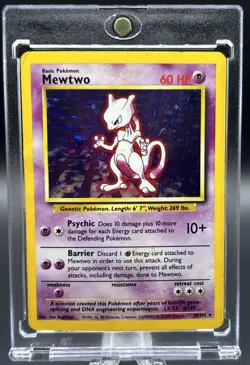 1999 Pokemon Mewtwo 010/102 Base Set Holo Rare 60 HP English Card - Image 1
