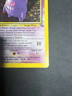 Pokemon TCG Gengar Fossil Holo Card 5/62 Unlimited Rare, LP Vintage WOTC - Image 4