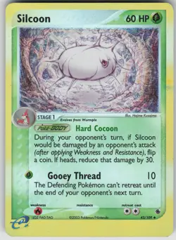 Pokemon TCG Silcoon Uncommon Reverse Holo Ruby and Sapphire 43/109 - Image 1