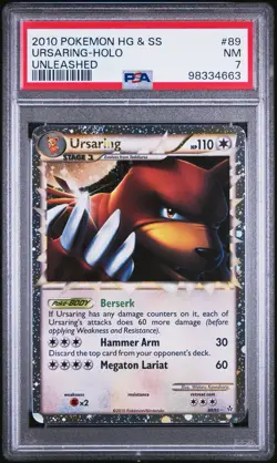 Pokemon 2010 HGSS Unleashed Ursaring Holo #89/95 PSA 7 NM - Image 1