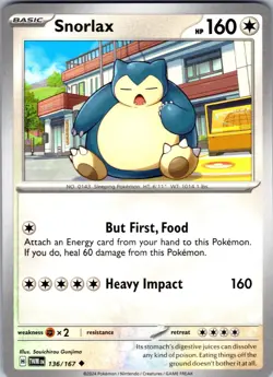 Snorlax 136/167 Uncommon Twilight Masquerade Pokemon Near Mint - Image 1