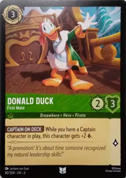 80/204 DONALD DUCK FIRST MATE AZURITE SEA UNCOMMON DISNEY LORCANA CARD - Image 1