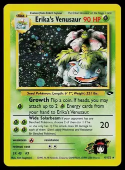 Pokemon Card Gym Challenge Erika's Venusaur 4/132 Unlimited Holo Rare - Image 1
