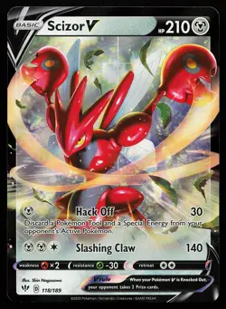 Scizor V 118/189 Holo Darkness Ablaze Pokemon Card - Image 1