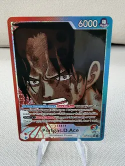 Bandai One Piece Card Game Portgas.D.Ace Leader OP13-002 Alt Art Foil ENG - Image 1