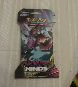 Pokemon TCG Sun & Moon Unified Minds Booster Pack 10 Cards English 2019 Espeon - Image 1