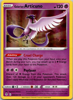 2021 Pokemon Evolving Skies Galarian Articuno 063/203 Holo Rare TCG - Image 1