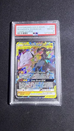 2019 Pokemon Reshiram & Zekrom GX #157/236 Ultra Rare Cosmic Eclipse PSA 8 - Image 1