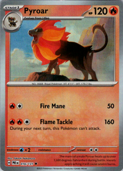 💥Pokemon - Pyroar - Poke Ball - 016/131 - Prismatic Evolutions (NM)💥 - Image 1