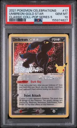 2021 POKEMON CELEBRATIONS CLASSIC COLLECTION #17 UMBREON-GOLD STAR PSA 10 - Image 1